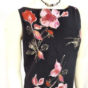 Jones New York Black Floral Sheath Dress 16